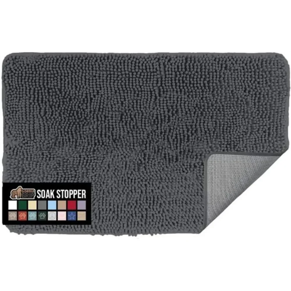 Soak Stopper Absorbent Indoor Chenille Doormat for Entry, 24x17, Charcoal